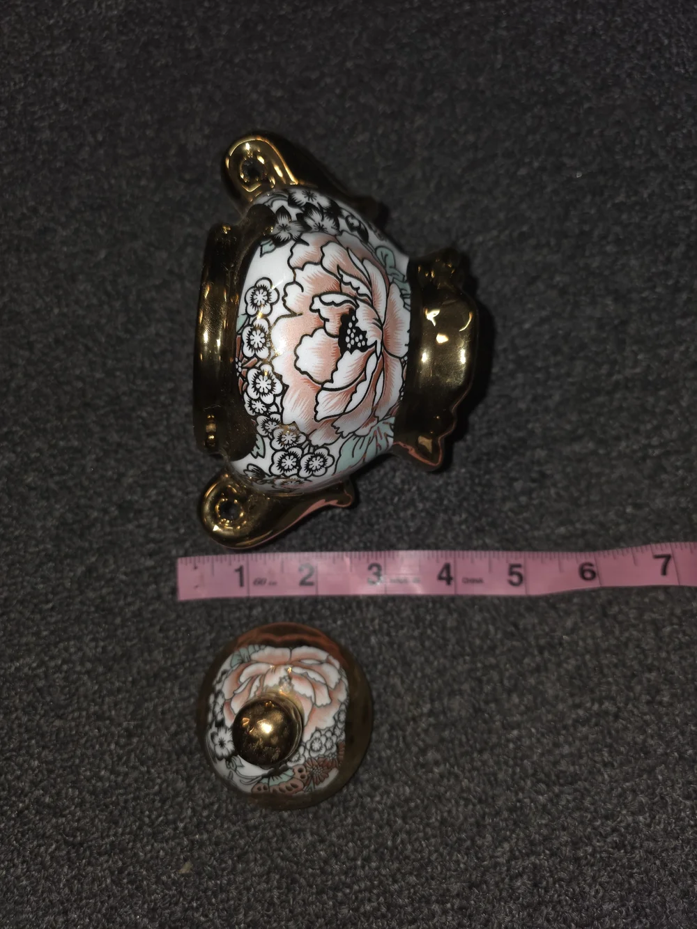 Elegant Pink Floral Porcelain Tea Set with Gold Accents